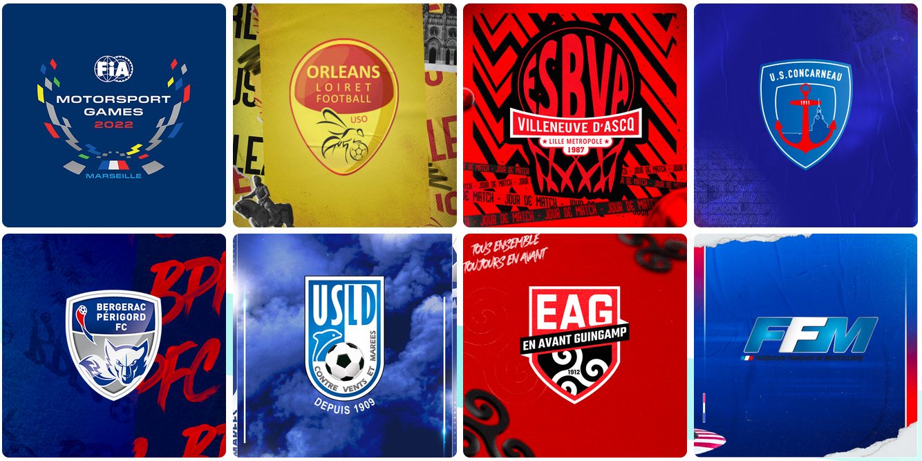 Sélection de créations Visul3 pour des clubs et fédérations sportives